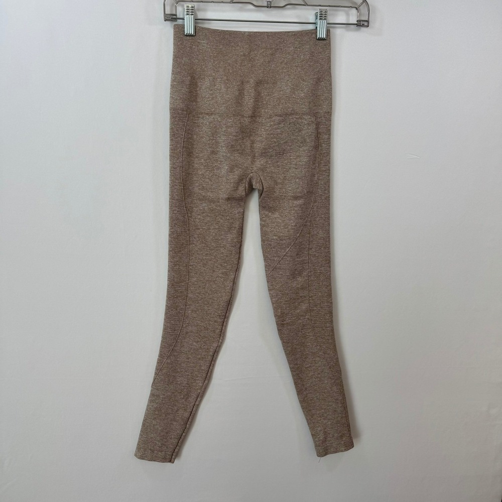 Aerie Seamless High Waist Ribbed Athletic Leggings Tan Marl Heathered Brown Yoga